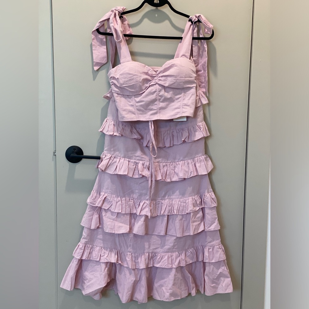 Pink Ruffled Skirt with Crop Top